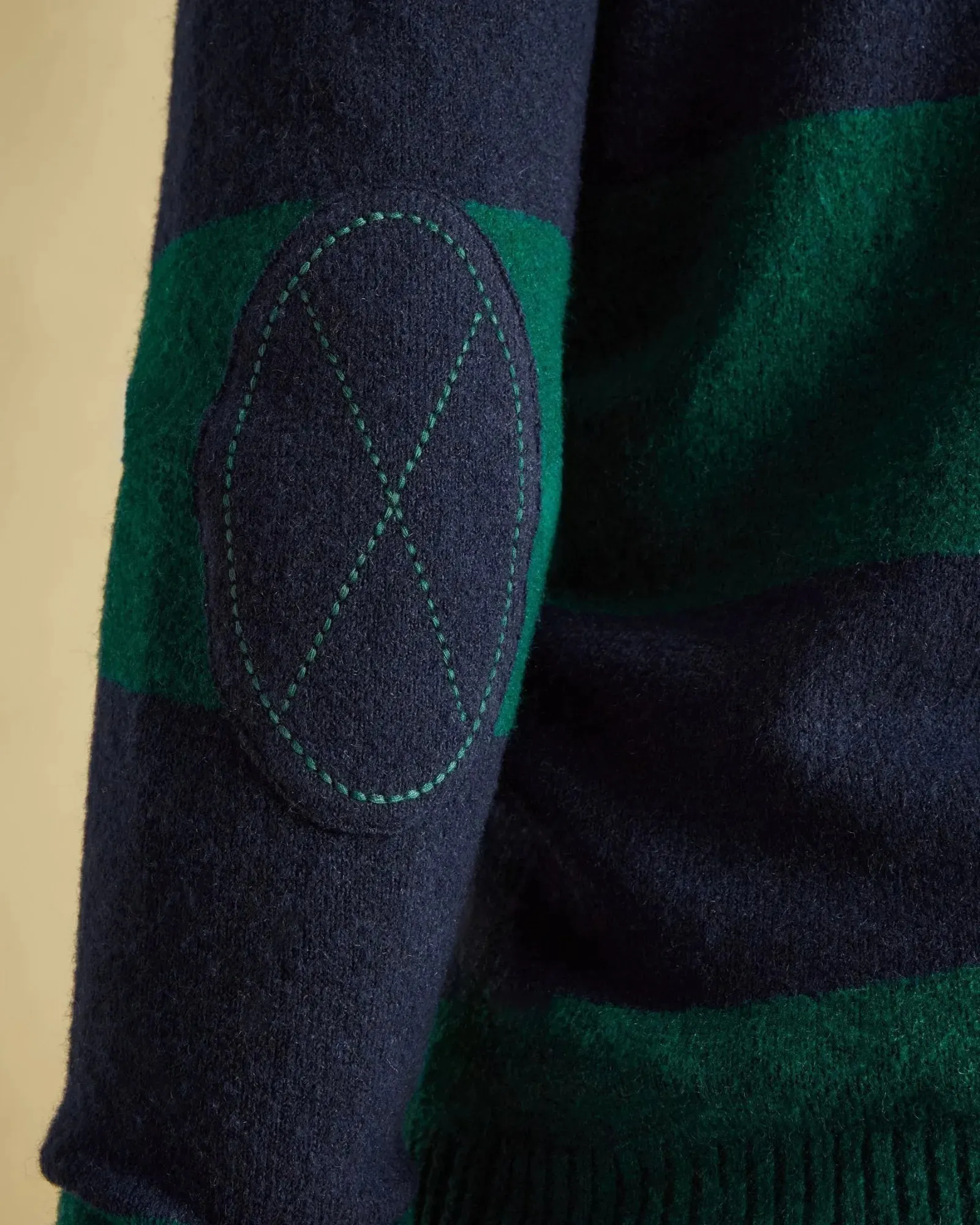 Seymour Green/Navy Knitted Rugby Shirt