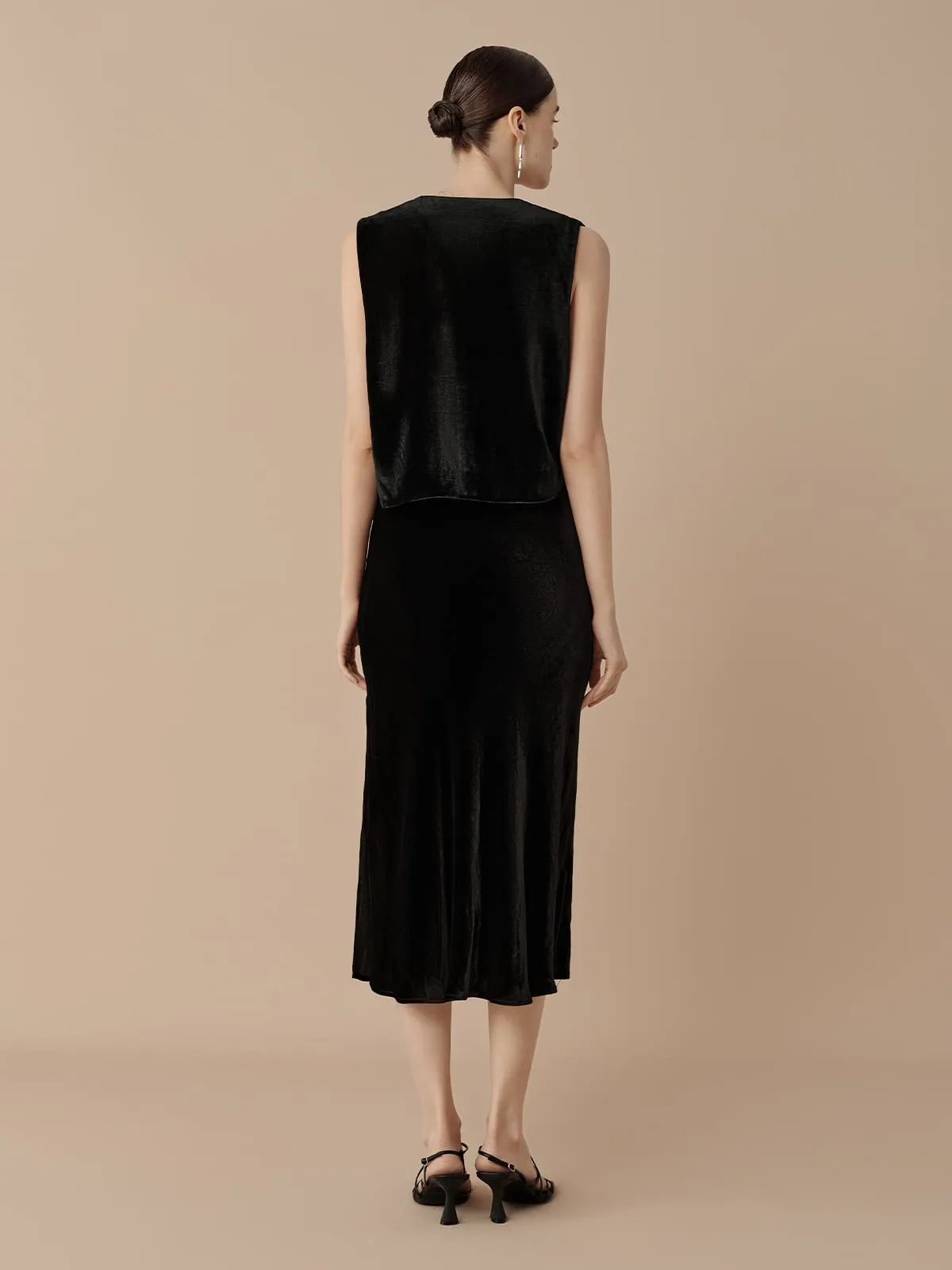 SILKINC Silk Velvet Embroidered Vest