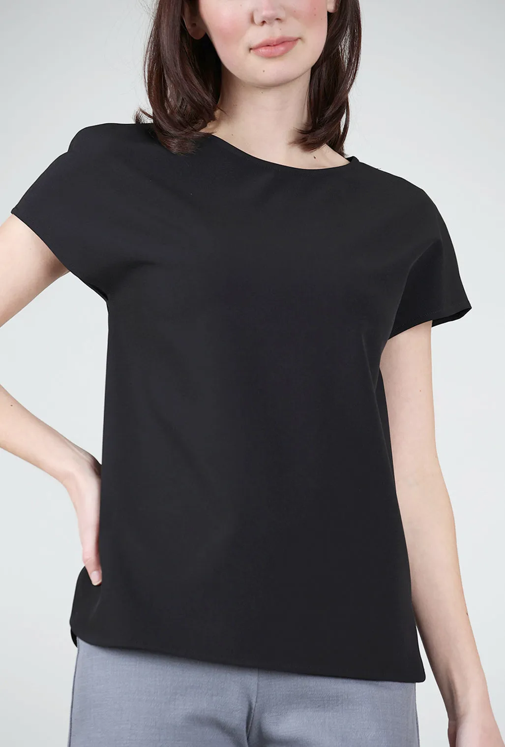 Simple Crepe Top, Black