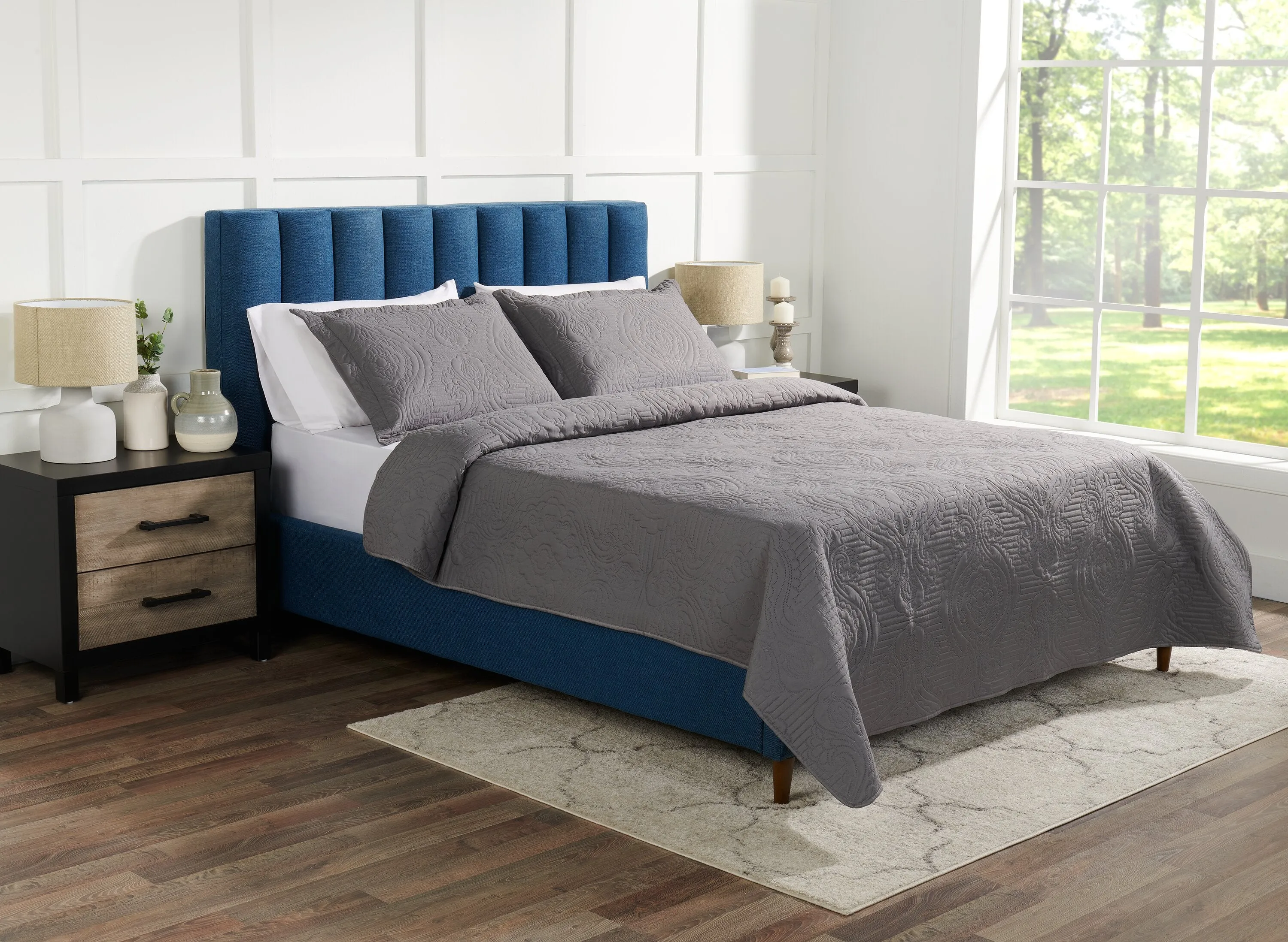 Soren 3-Piece Full/Queen Quilt Set - Grey