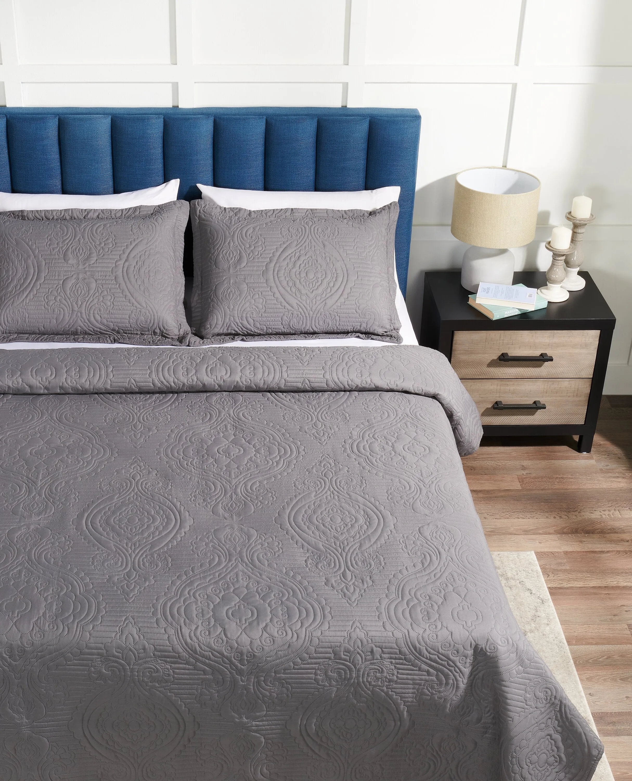Soren 3-Piece Full/Queen Quilt Set - Grey