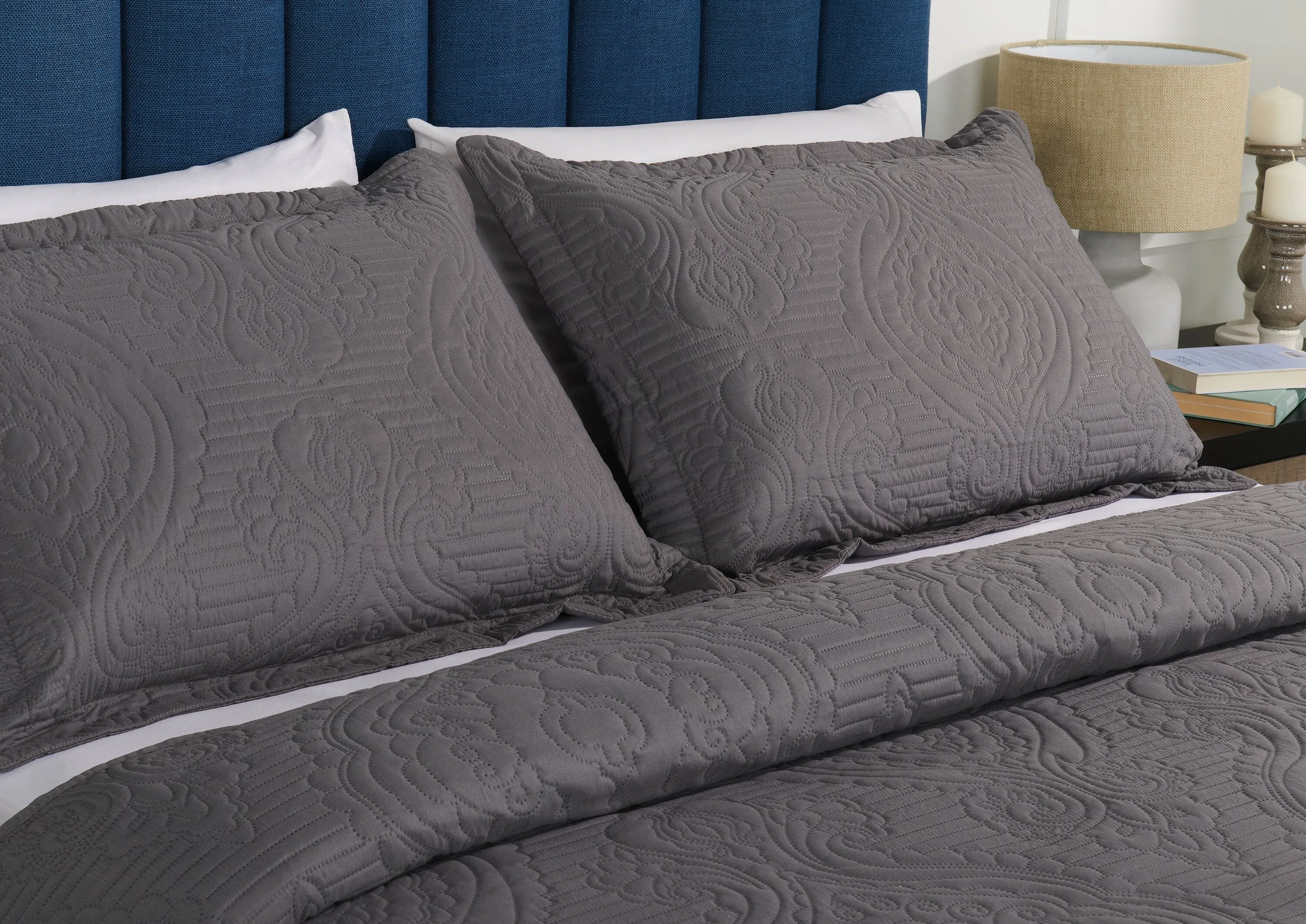 Soren 3-Piece Full/Queen Quilt Set - Grey