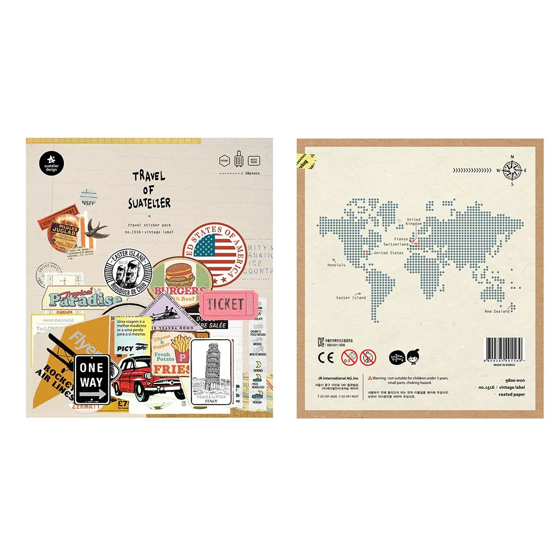 Suatelier Travel Luggage Sticker Pack - Vintage Labels