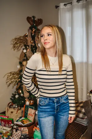 Sweet As You Oatmeal Striped Sweater