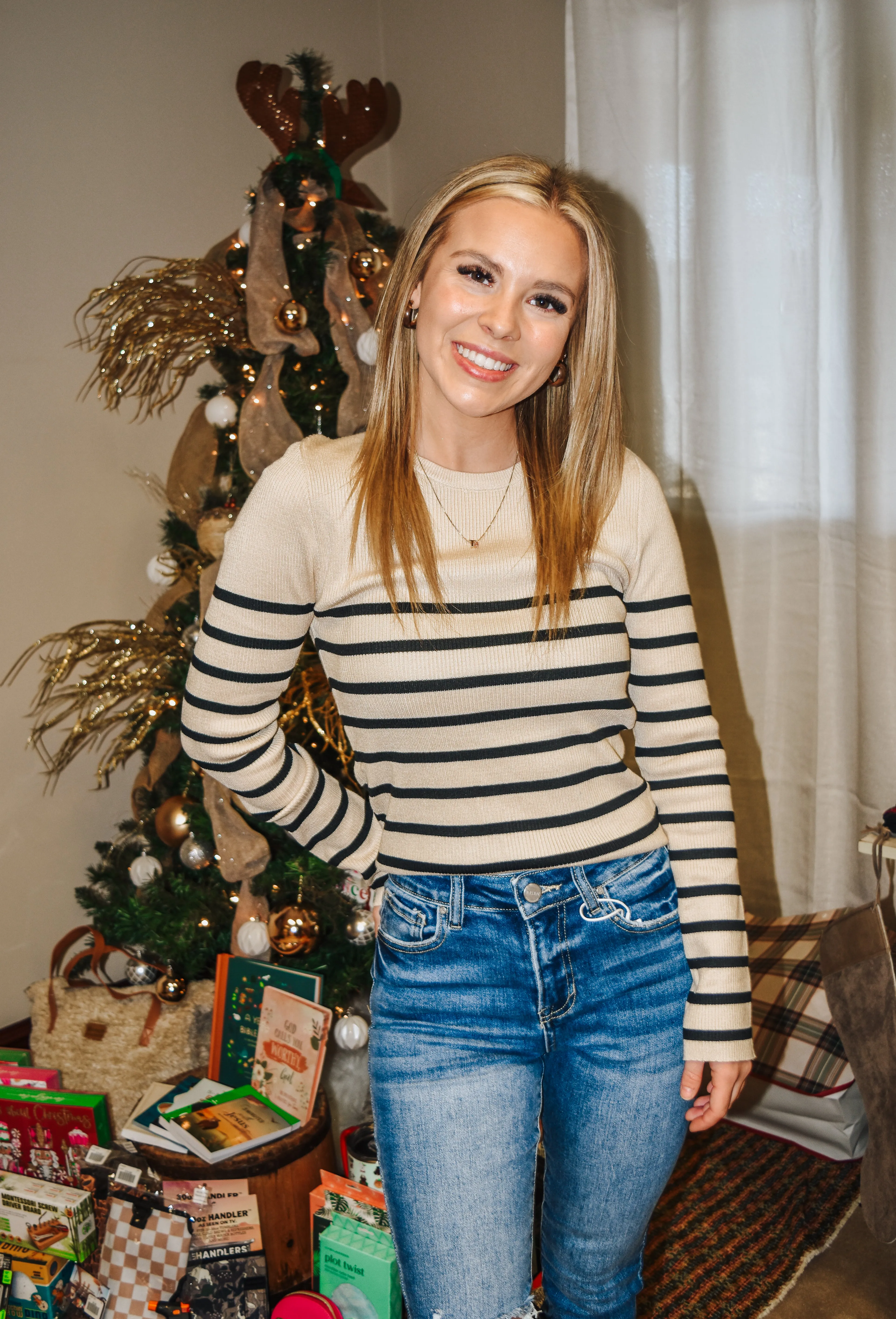 Sweet As You Oatmeal Striped Sweater