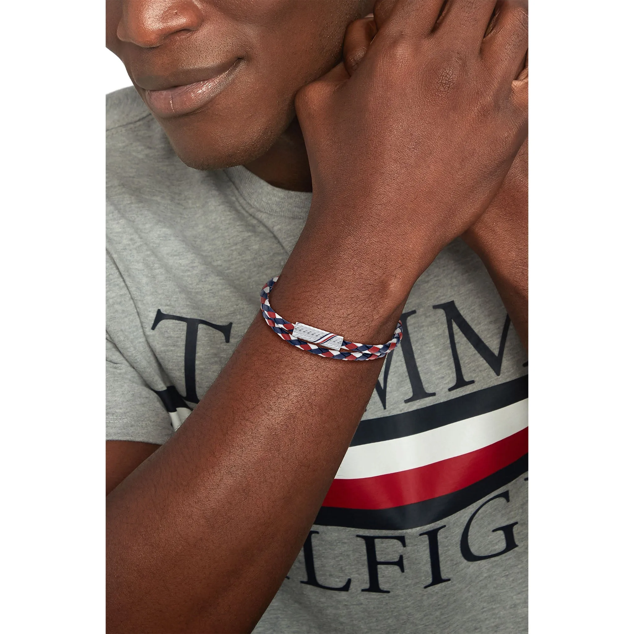 Tommy Hilfiger Jewellery Stainless Steel & Multi-colour Leather Men's Rope Bracelet - 2790472
