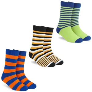 Vibrant Striped Crew Socks - 3 Pairs of Stylish Versatility