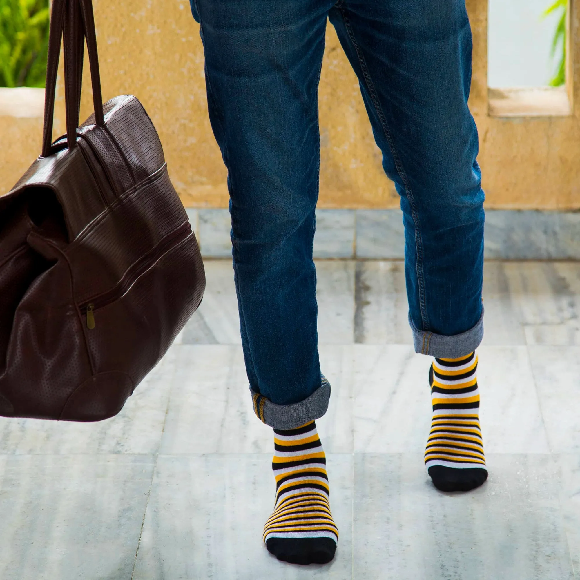 Vibrant Striped Crew Socks - 3 Pairs of Stylish Versatility
