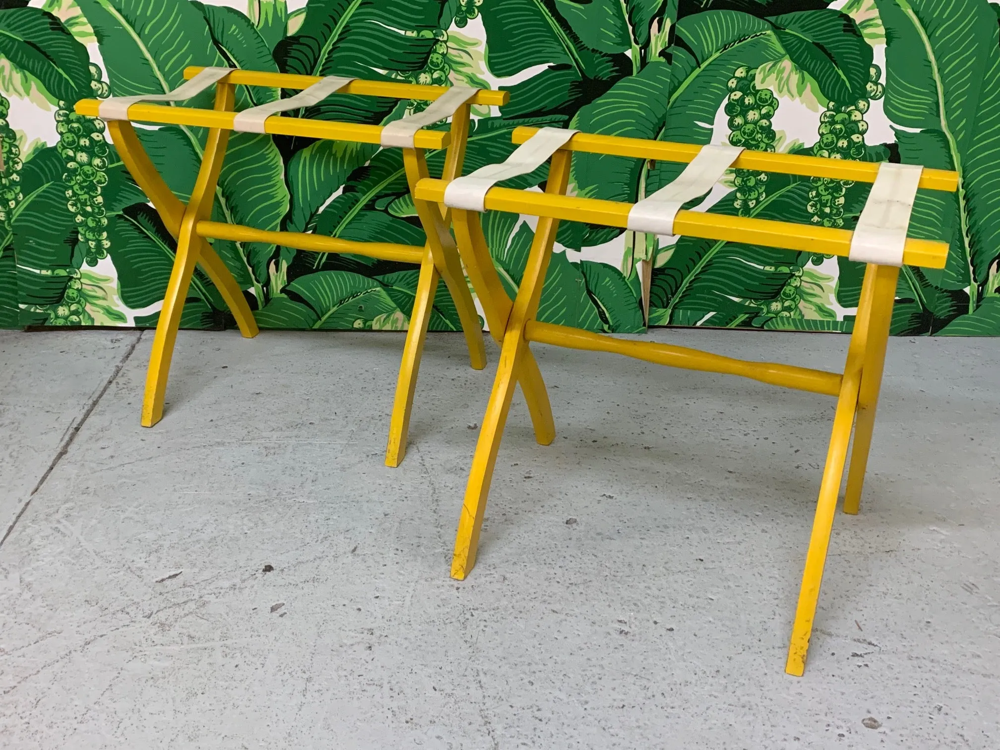 Vintage Hollywood Regency Luggage Racks, a Pair