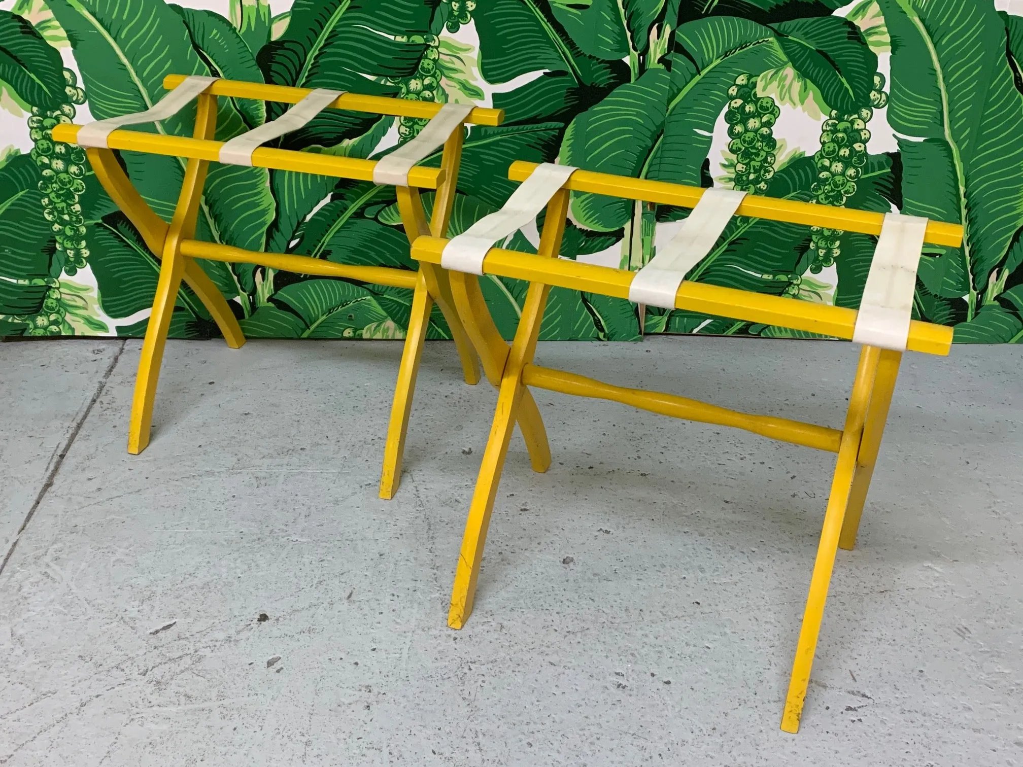 Vintage Hollywood Regency Luggage Racks, a Pair