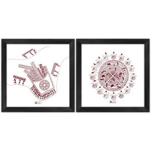 Warli Abstract Wall Art - Set Of Two