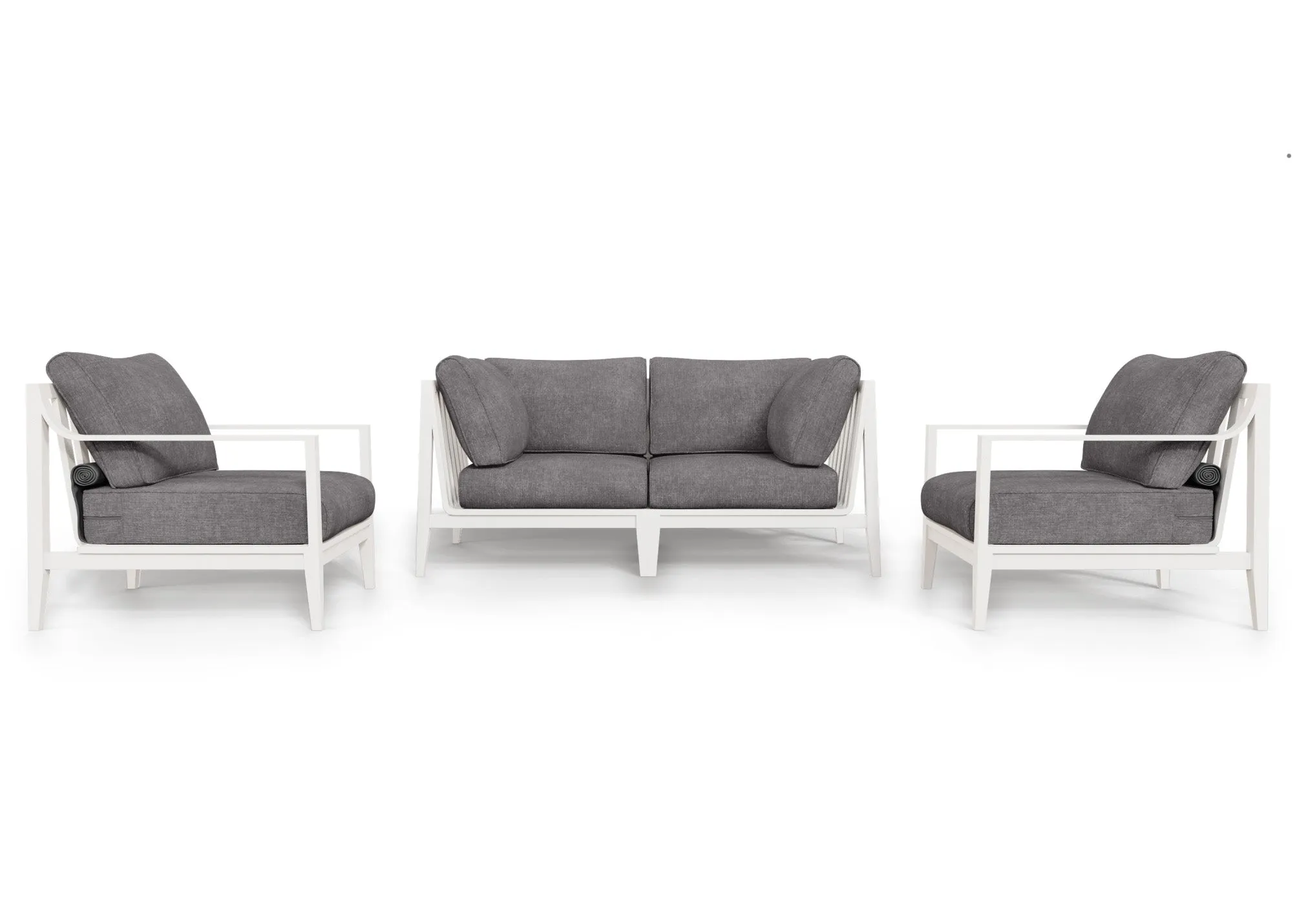 White Aluminum Outdoor Loveseat with Armchairs - 4 Seat