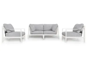 White Aluminum Outdoor Loveseat with Armchairs - 4 Seat