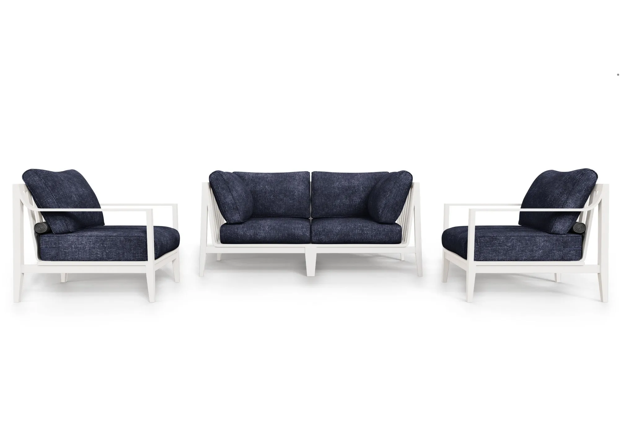 White Aluminum Outdoor Loveseat with Armchairs - 4 Seat