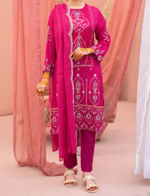 Women "FILIZ" Embroidered Cotton Net Three Piece Suit